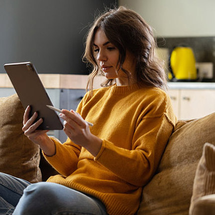 women ordering fuel on her tablet