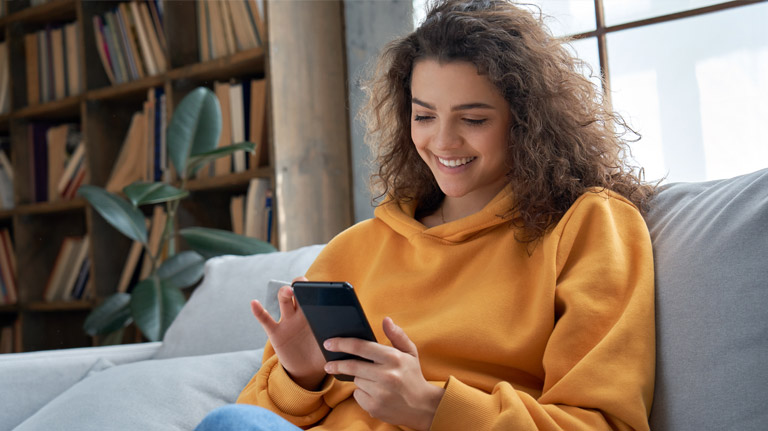 women ordering propane on her phone