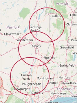 New York and Vermont service area map